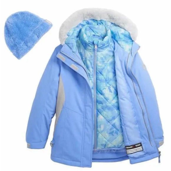 Girls 3pc Jacket w/ Beanie Gerry Youth Systems Light Blue Jacket Sz 5/6 Sz7/8 - Picture 9 of 10